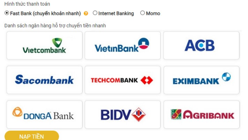 Chọn hình thức chuyển tiền qua Fast Bank